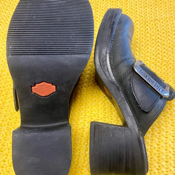 Harley Davidson Motorcycles Women's Size 6.5 Black Leather Clogs - Picture 5 of 6